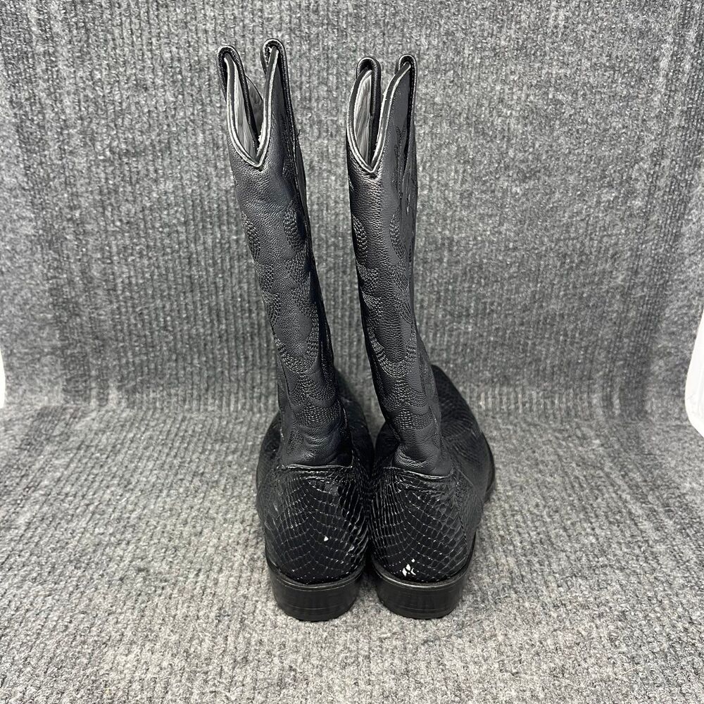 Los Altos Genuine Python Snakeskin Leather Black Western Cowboy Boots Men 6.5 EE - Picture 4 of 10